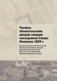 Роспись обывательским дворам заводов наследников Саввы Яковлева 1809 г. Верхнесинячихинский, Нижнесинячихинский, Верхнеалапаевский, Нижнеалапаевский, Верхнесусанский, Нижнесусанский, Ирбитский, Уинский, Шермяитский, Боровской, Климковский, Холуницкий